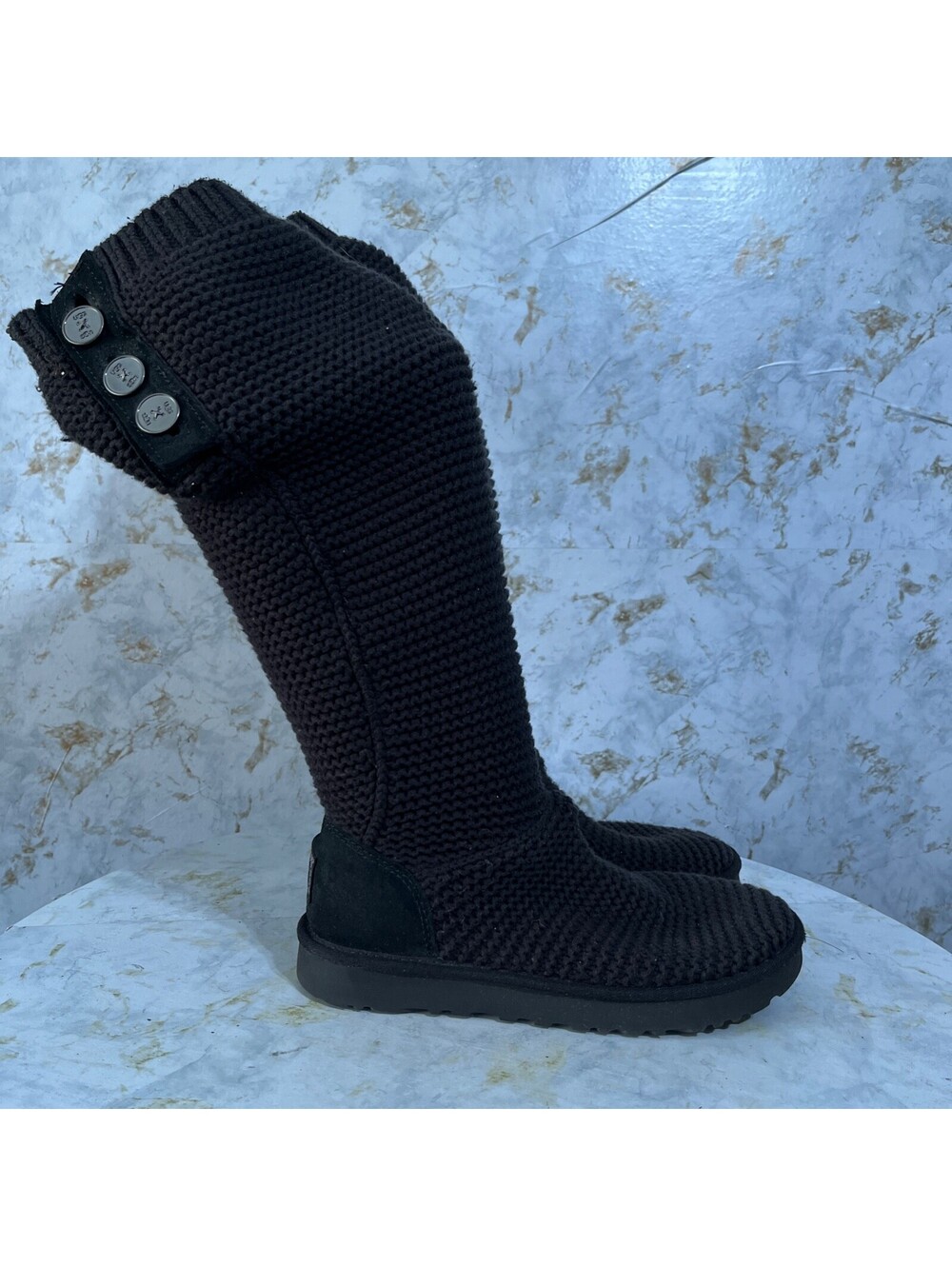 UGG Australia Cardy Knit Women's Size 9M Shoes Black Knit Comfort Tall Boots